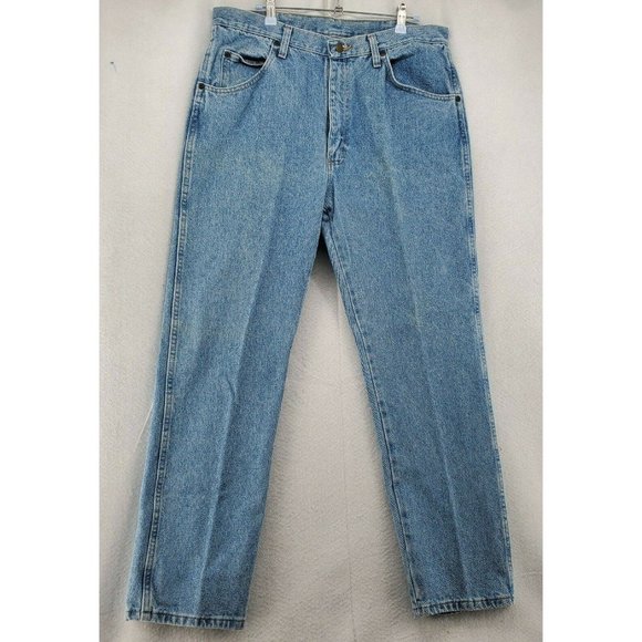WRANGLER Jeans Men's Straight Leg 5-Pocket Regular Fit Denim Blue 36x30 - Picture 2 of 10